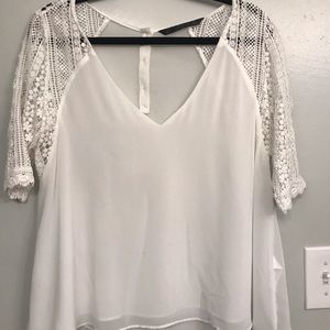 Zara lace sleeve white blouse